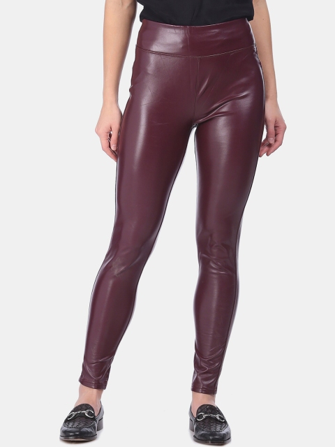 GAP Women Burgundy Solid Ankle Length Leggings