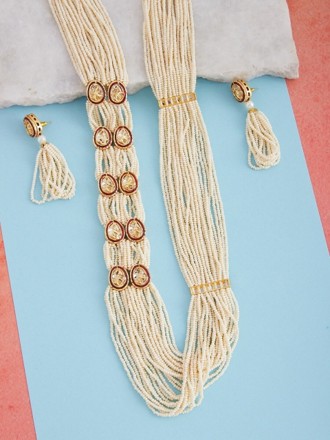 GloBox By ZeroKaata Gold-Plated White Kundan-Studded & Beaded Multistrand Handcrafted Jewellery Set
GloBox By ZeroKaata Gold-Plated White Kundan-Studded & Beaded Multistrand Handcrafted Jewellery Set