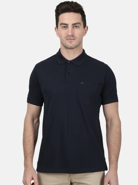 Monte Carlo Men Navy Blue Solid Polo Collar T-shirt
