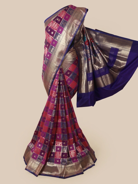 Pothys Purple & Blue Art Silk Woven Design Saree