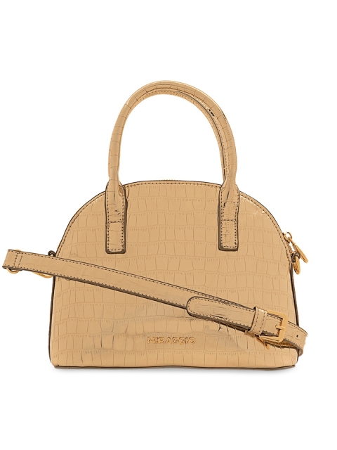 MIRAGGIO Beige Croc Textured Handheld Bag
