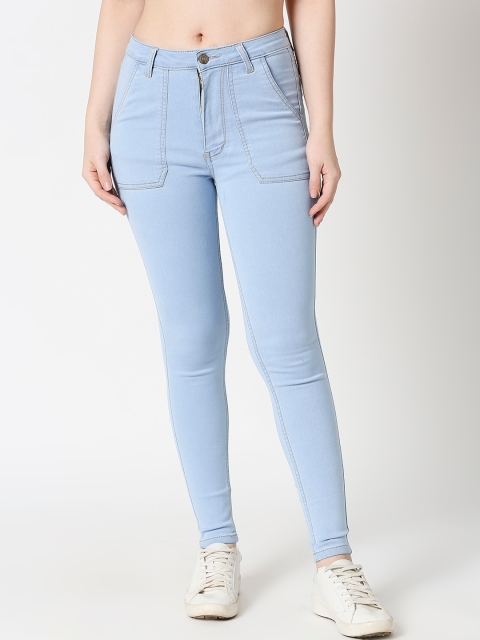fungus Women Blue Slim Fit Solid Clean Look Stretchable Jeans