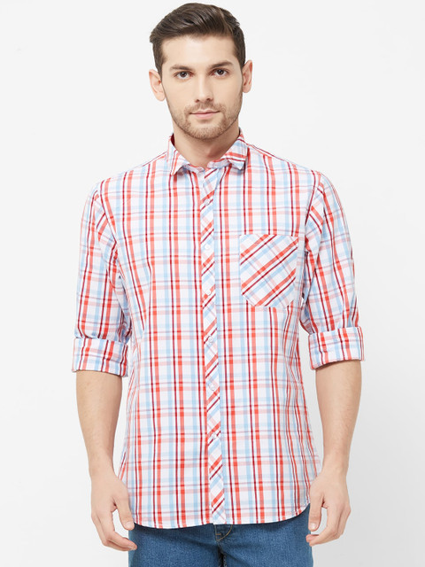 Solemio Men Red & White Cotton Regular Fit Checked Casual Shirt 
Solemio Men Red & White Cotton Regular Fit Checked Casual Shirt