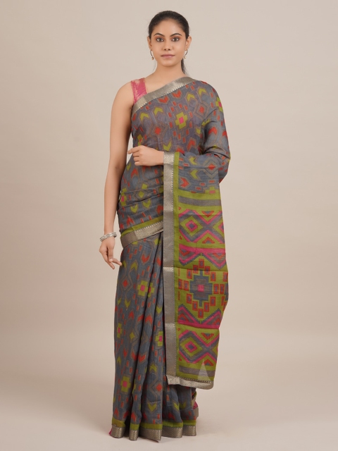 Pothys Grey Woven Design Jute Silk Saree