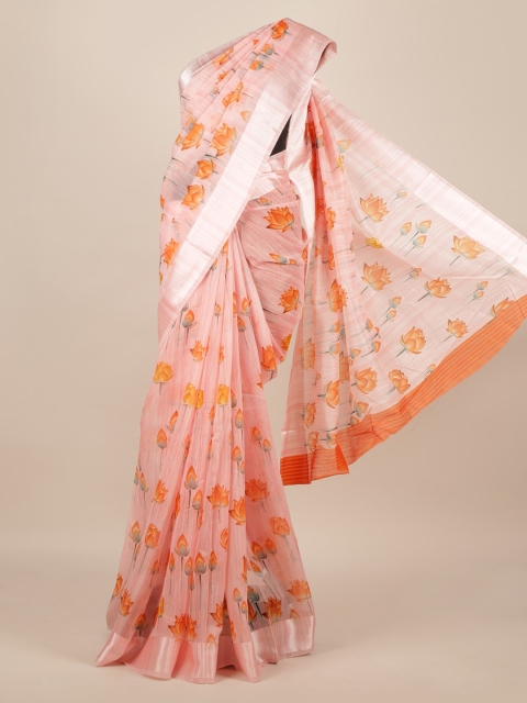 Pothys Pink Printed Jute Silk Saree