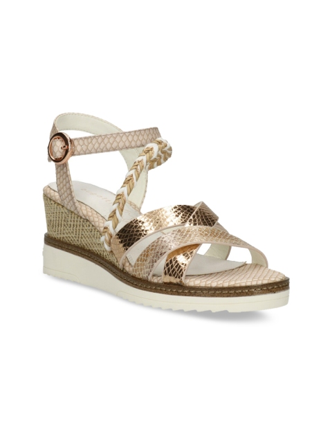 Bugatti Women Gold-Toned Textured Peep Toes