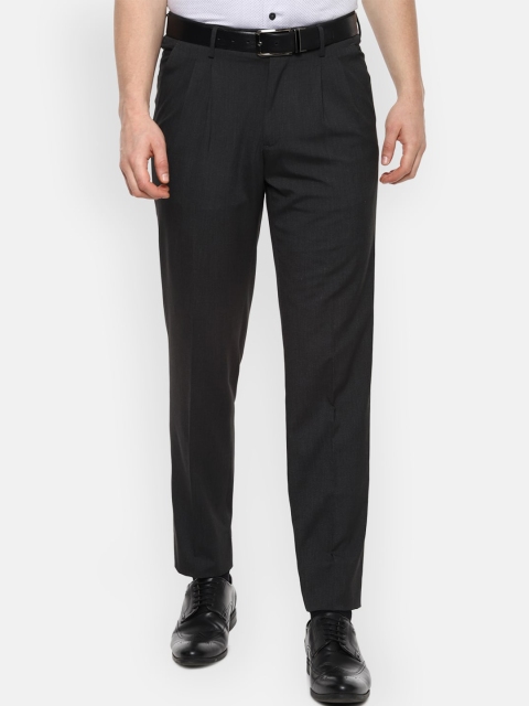 Van Heusen Men Black Regular Fit Solid Formal Trousers