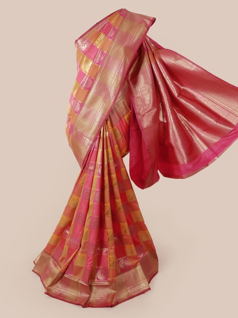 Pothys Pink & Orange Art Silk Woven Design Saree