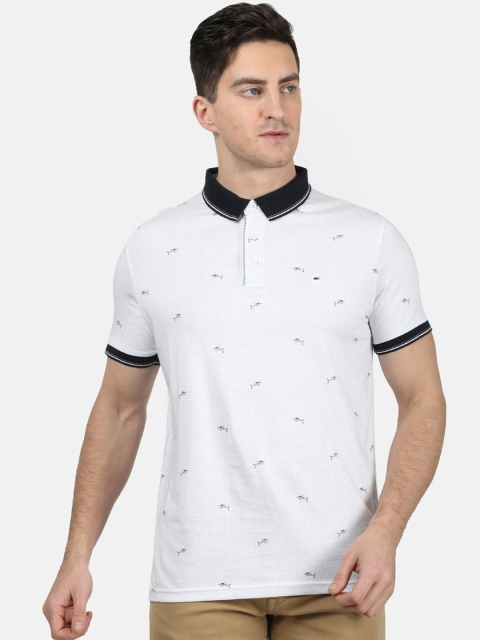 Monte Carlo Men White & Black Printed Polo Collar T-shirt