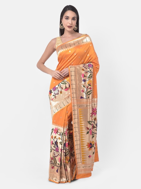 Neerus Yellow Printed Art Silk Saree