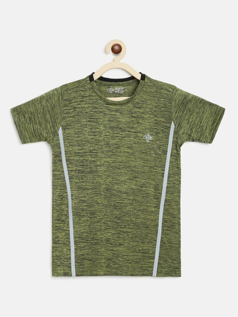 CHIMPRALA Girls Olive Green Solid V-Neck T-shirt
