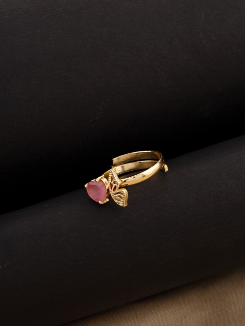 Studio Voylla Gold-Plated Pink Gemstone-Studded Love Paradise Butterfly Adjustable Finger Ring
Studio Voylla Gold-Plated Pink Gemstone-Studded Love Paradise Butterfly Adjustable Finger Ring