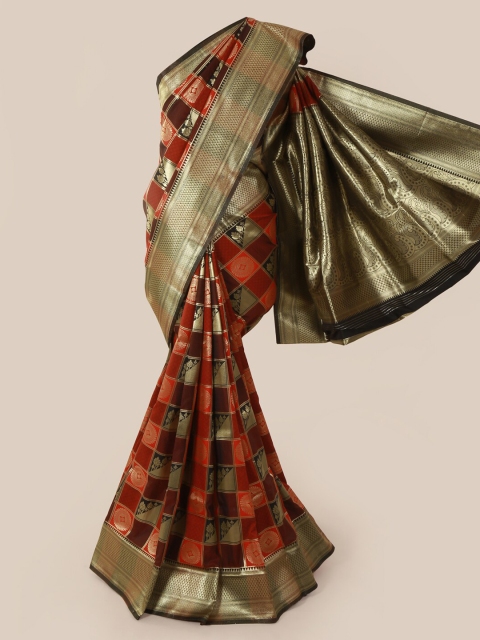 Pothys Multicoloured Checked Art Silk Saree, Multi