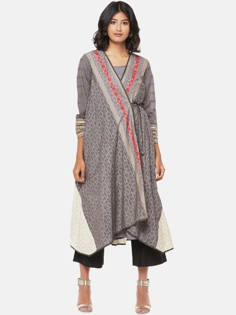 RANGMANCH BY PANTALOONS Women Grey & Off White Geometric Printed Thread Work Layered Kurta
RANGMANCH BY PANTALOONS Women Grey & Off White Geometric Printed Thread Work Layered Kurta
