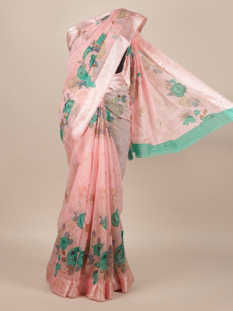 Pothys Pink Printed Jute Silk Saree