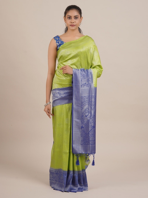 Pothys Green Printed Jute Silk Saree
