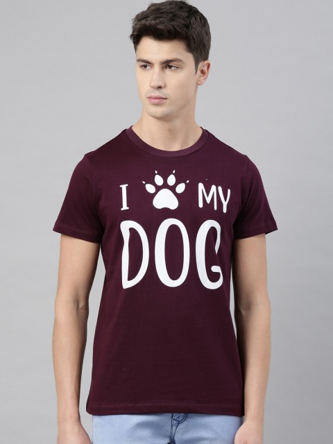 QUANCIOUS Men Maroon Solid Round Neck Sustainable T-shirt