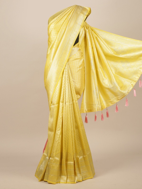 Pothys Yellow Woven Design Jute Silk Saree