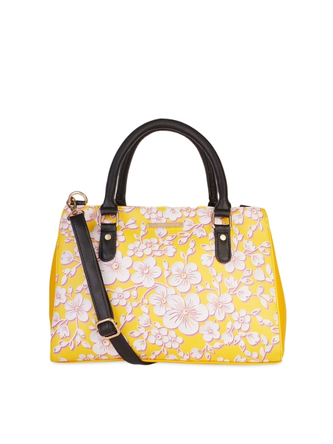 Lapis O Lupo Women Yellow & White Floral Printed Handheld Bag