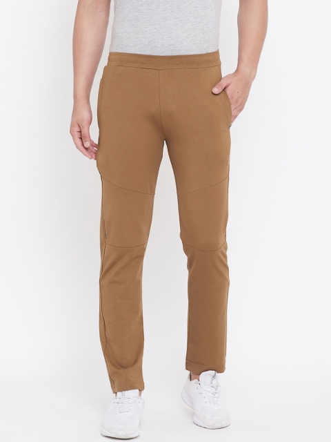 Okane Men Tan Solid Track Pants
