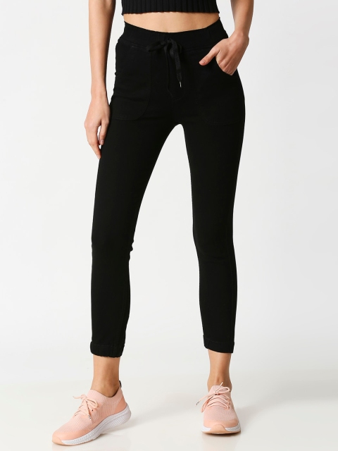 fungus Women Black Slim Fit High-Rise Clean Look Jeans