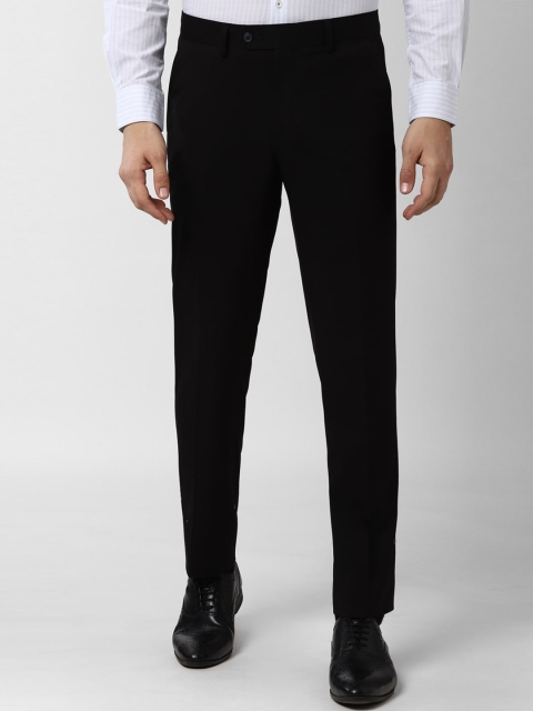 Peter England Elite Men Black Slim Fit Solid Formal Trousers