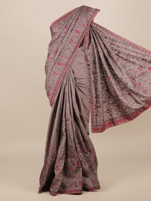 Pothys Grey & Pink Pure Silk Floral Printed Tussar Saree 
Pothys Grey & Pink Pure Silk Floral Printed Tussar Saree