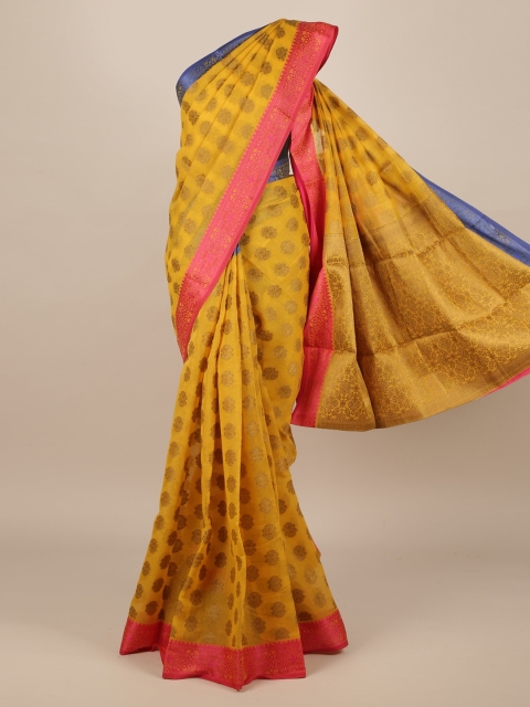 Pothys Yellow Woven Design Jute Silk Saree