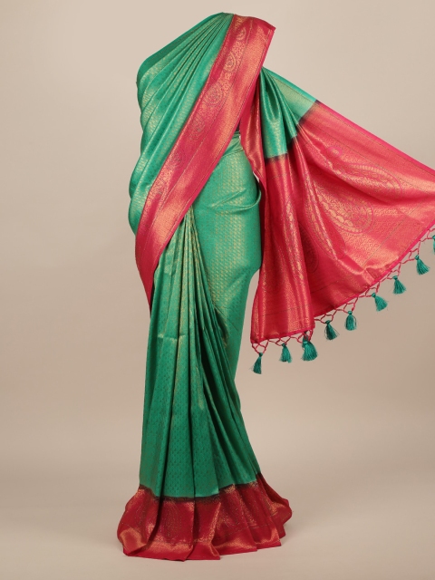 Pothys Green & Pink Jute Silk Woven Design Saree