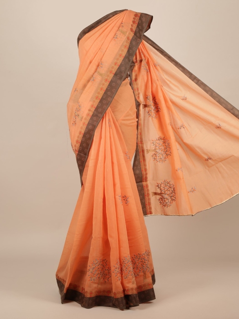 Pothys Peach-Coloured Woven Design Jute Silk Saree