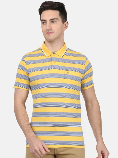Monte Carlo Men Yellow Striped Polo Collar T-shirt