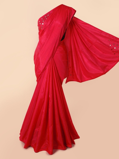Pothys Pink Solid Art Silk Saree