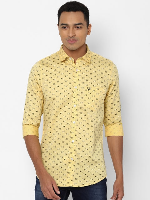 Allen Solly Men Yellow & Black Slim Fit Printed Casual Shirt