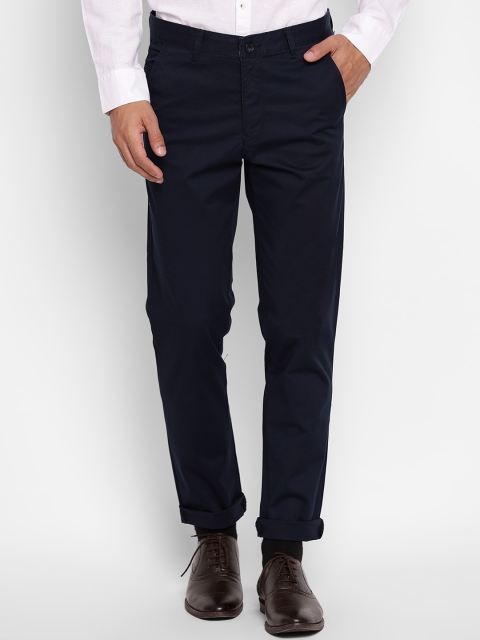 Richlook Men Navy Blue Slim Fit Solid Chinos