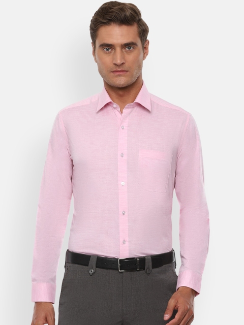 Louis Philippe Men Pink Cotton Slim Fit Solid Casual Shirt