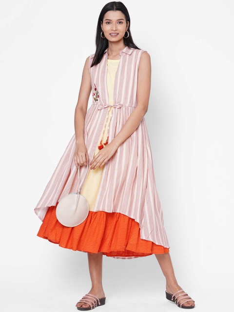 ZOLA Women Yellow Solid A-Line Dress