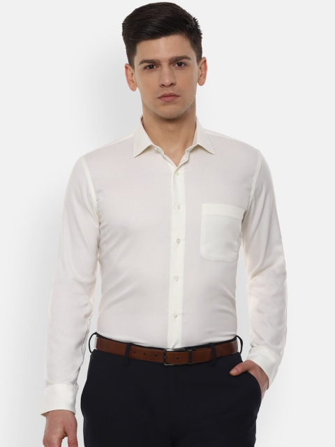 Van Heusen Men Off-White Slim Fit Solid Formal Shirt
