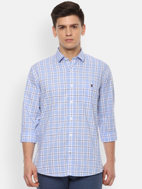 Louis Philippe Sport Men Blue & Black Slim Fit Checked Casual Shirt