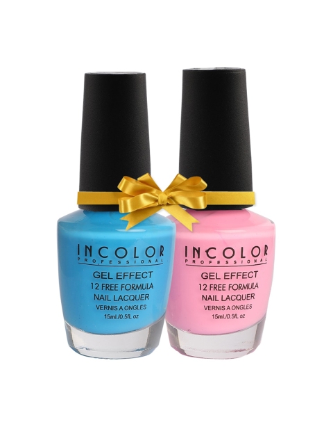 INCOLOR Set of 2 Gel Effec Matte Nail Enamel Combo 13 - 75 & 15 - 15 ml each, Pink