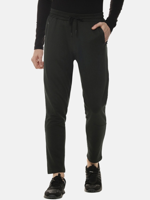 Campus Sutra Men Olive Green Solid Track Pants