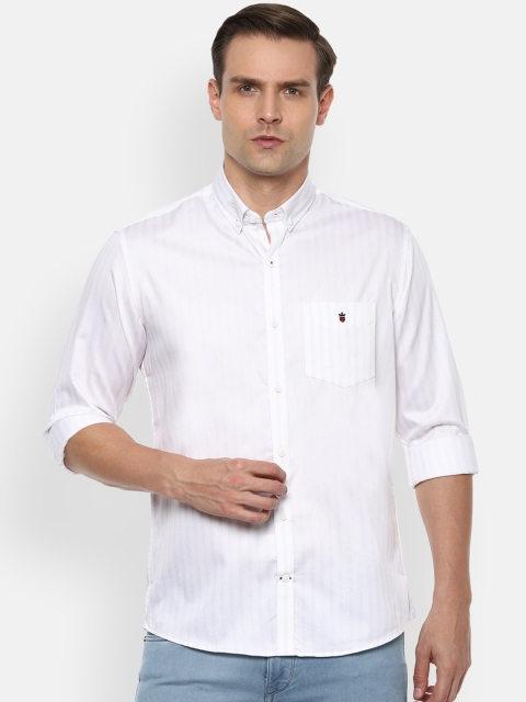 Louis Philippe Sport Men White Slim Fit Striped Casual Shirt