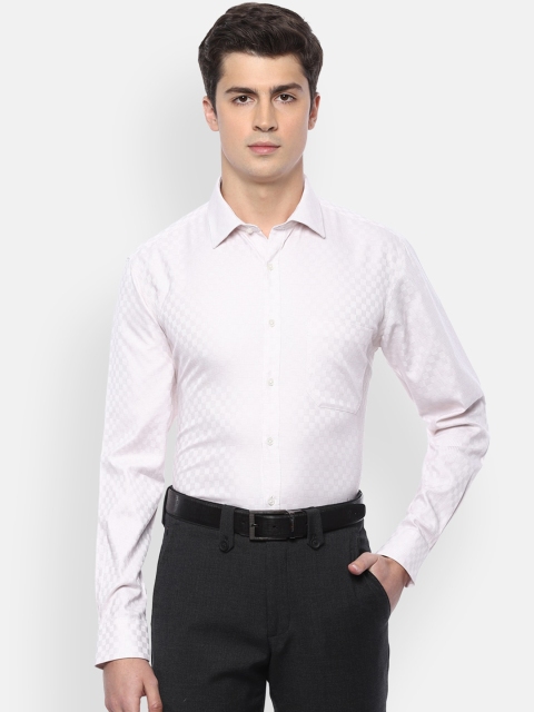 Van Heusen Men Off-White Regular Fit Self Design Casual Shirt
