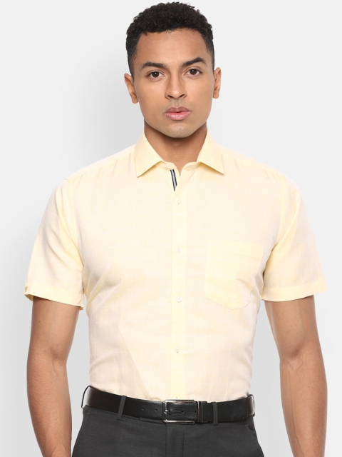 Van Heusen Men Yellow Regular Fit Checked Casual Shirt