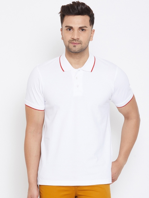 Canary London Men White Solid Polo Collar T-shirt