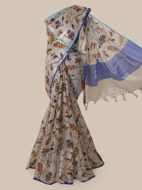 Pothys Grey Checked Tissue Saree