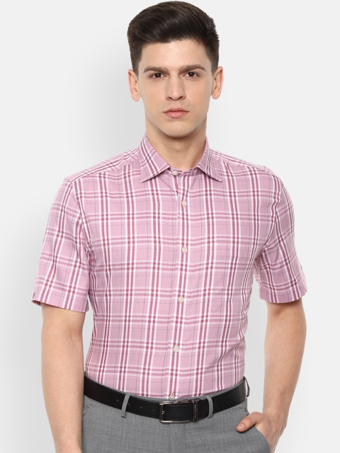 Louis Philippe Men Pink Regular Fit Checked Formal Shirt