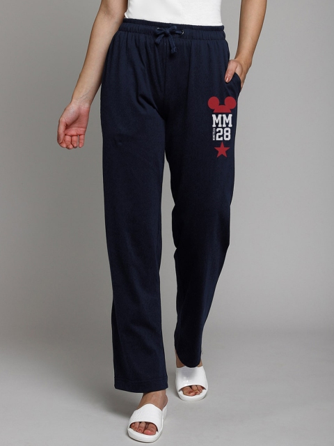 Free Authority Mickey & Friends Women Navy Blue Printed Cotton Lounge Pants