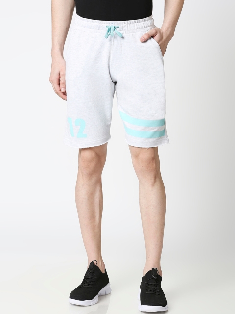 Bewakoof Men Off-White Solid Regular Fit Sports Shorts