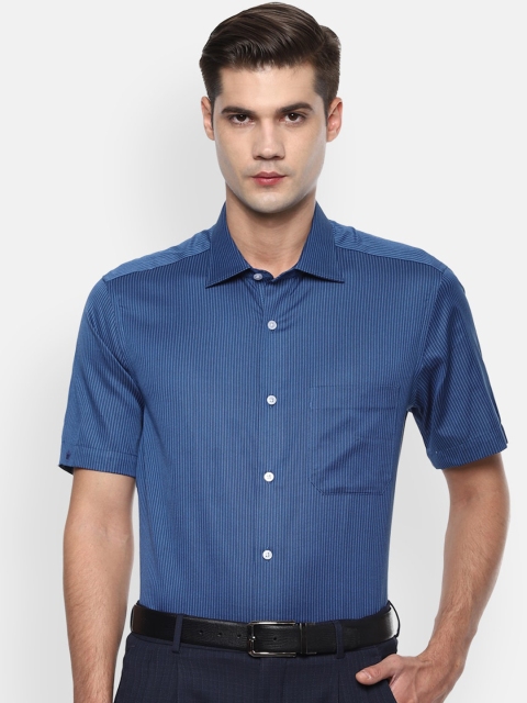 Louis Philippe Men Blue Classic Fit Striped Formal Shirt