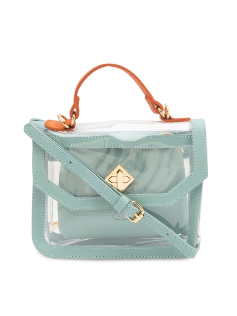Globus Turquoise Blue & Transparent Colourblocked Satchel
